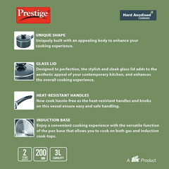 Prestige Aluminium Milk Pan, 3 Litres/20cm, Black-3