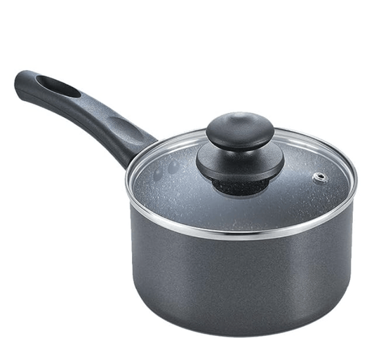 Prestige Omega Deluxe Granite Milk Pan with Lid, 16cm Black