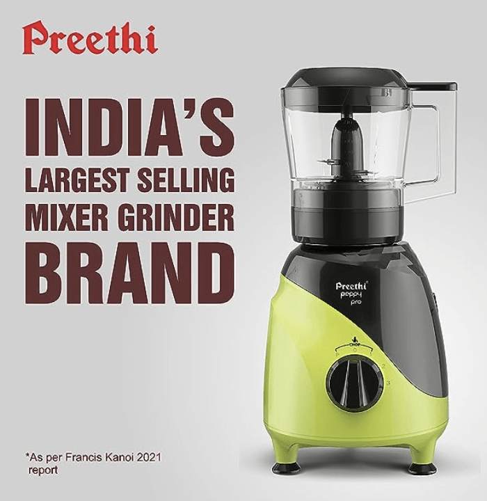 Preethi Peppy Pro MG 247, 750 Watts, 4 Jars - Unique Rapid 10 Chopping Jar, Dual Colour Swish design, Green/Black, 5 Yr Motor Warranty & Lifelong free service-4