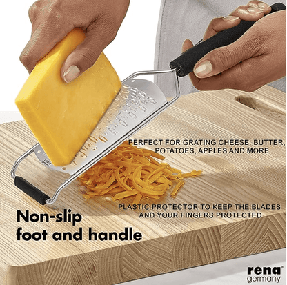 Rena Germany - Premium Etched Ribbon Grater - Razor Sharp - Stainless Steel - Ideal for Cheese/Lemon/Ginger/Garlic/Vegetables/Fruits - Length 13.5 Cm