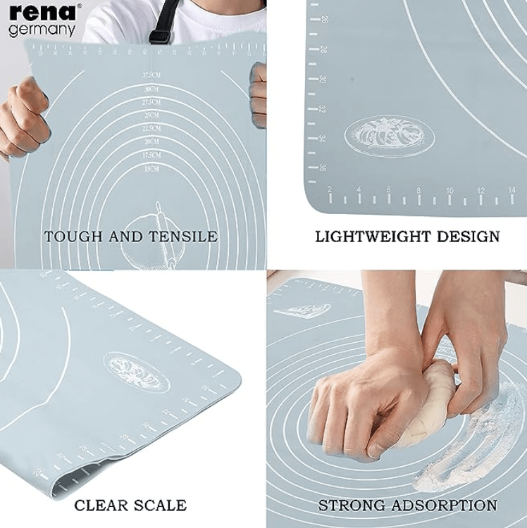 Rena Germany Silicone Baking Mat - Non Stick Heat Resistant - Dough Kneading Reusable Mat with Measurement - Kitchen Platform Sheet
