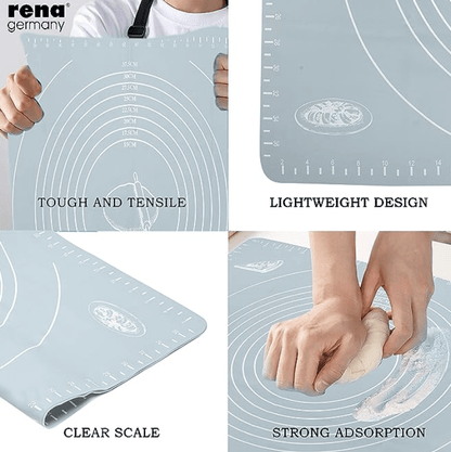 Rena Germany Silicone Baking Mat - Non Stick Heat Resistant - Dough Kneading Reusable Mat with Measurement - Kitchen Platform Sheet