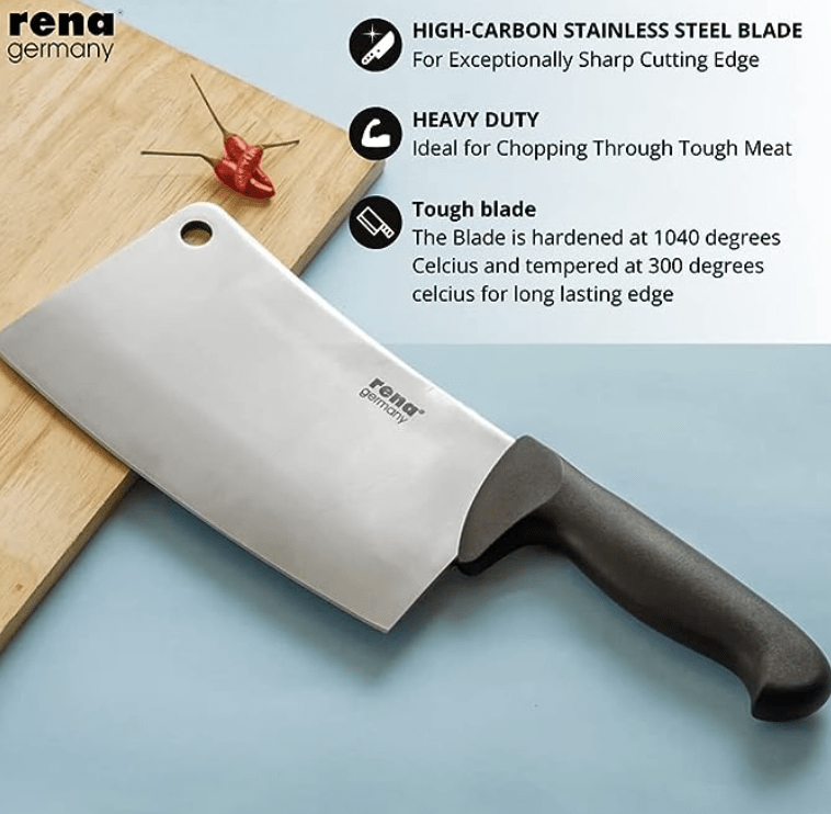 Rena Germany Chopper, for Meat and Vegetable , Slicing Knife, Chinese Chopper Knife -Blade Length 178mm