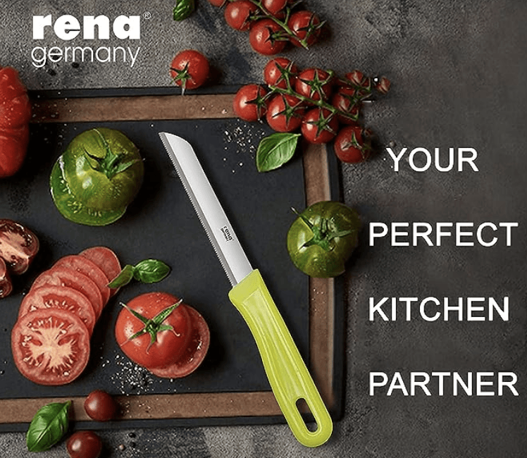 rena germany Kitchen Knife Set - Multipurpose Utility Knives for Household - Serrated Knife - Pack of 10, Stainless Steel