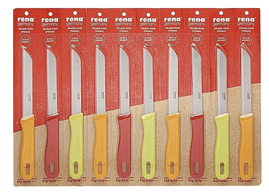 rena germany Kitchen Knife Set - Multipurpose Utility Knives for Household - Serrated Knife - Pack of 10, Stainless Steel