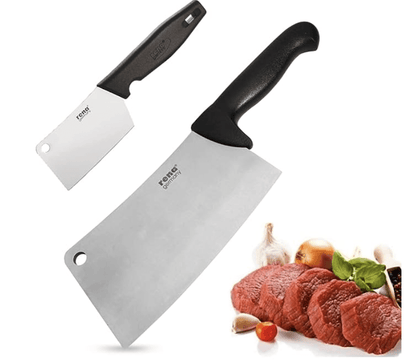 rena germany - Meat Chopper Butcher Knife - Meat Cleaver & Slicing Knife - Chinese Chopper Knife - 8.5 & 2.5 Inch, Stainless Steel, Silver