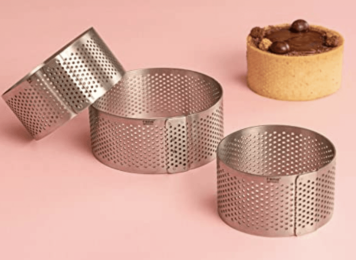 Rena Germany - Perforated Tart Ring - Tart Ring for Baking - Round Tart Mould - Cake Mousse Ring Mold - 3 Pieces Set (60x20 mm)