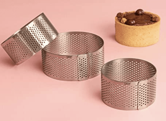 Rena Germany - Perforated Tart Ring - Tart Ring for Baking - Round Tart Mould - Cake Mousse Ring Mold - 3 Pieces Set (60x20 mm)