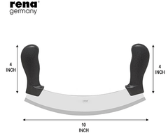 Rena Germany - Pizza Cutter - Pizza Slicer - Mezzaluna/Mincing Knife - Double Handle Ideal for Mincing, Dicing, Chopping & Slicing - with Serrated Knife-5