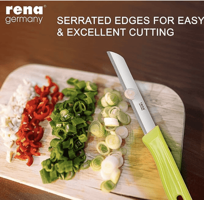 Rena Germany - Pizza Cutter - Pizza Slicer - Mezzaluna/Mincing Knife - Double Handle Ideal for Mincing, Dicing, Chopping & Slicing - with Serrated Knife
