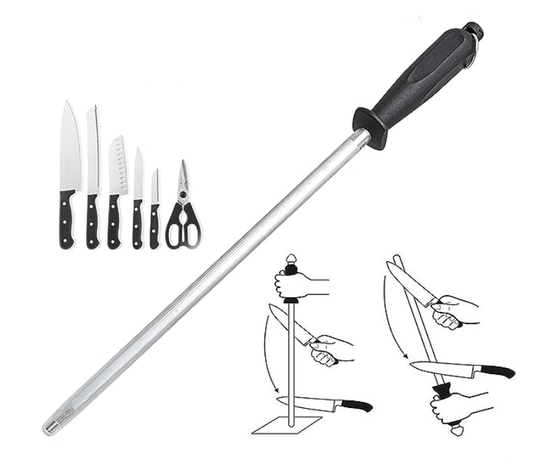 Rena Germany Knife Sharpening Rod/Stick - Manual Knife Honing Tool for Kitchen - Ideal for All Types of Knives & Scissors - 8 Inch