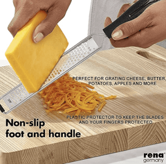 Rena Germany - Premium Etched Ribbon Grater - Razor Sharp - Stainless Steel - Ideal for Cheese/Lemon/Ginger/Garlic/Vegetables/Fruits - Length 20.5 Cm-2
