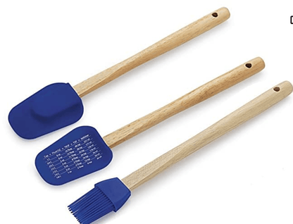 Rena Germany Silicone Spatula Set with Wooden Handle - Baking Set/Tools for Kitchen & Household - Baking/Mixing/Spreading Spoon & Brushes