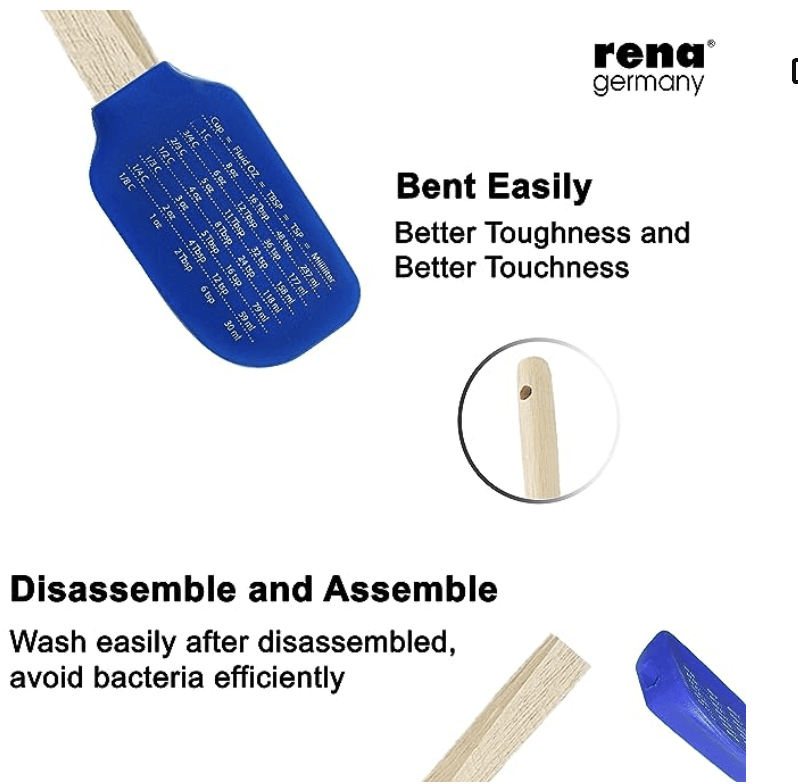 Rena Germany Silicone Spatula Set with Wooden Handle - Baking Set/Tools for Kitchen & Household - Baking/Mixing/Spreading Spoon & Brushes-2