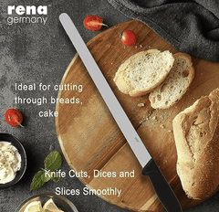 rena germany - Bread Knife - Bread Slicing Knife - Stainless Steel Blade - Shawarma Knife - Plastic Handle - 340 mm Plain Knife-2