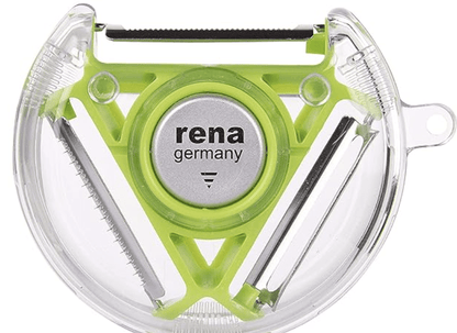 Rena Germany Peeler for Vegetables - Fruit Slicer - Ideal for Creating Serrated Juliennes - Stainless Steel Blades - Blade Types: Plain, Serrated & Julienne