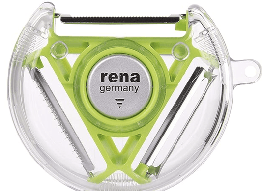 Rena Germany Peeler for Vegetables - Fruit Slicer - Ideal for Creating Serrated Juliennes - Stainless Steel Blades - Blade Types: Plain, Serrated & Julienne