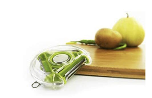 Rena Germany Peeler for Vegetables - Fruit Slicer - Ideal for Creating Serrated Juliennes - Stainless Steel Blades - Blade Types: Plain, Serrated & Julienne