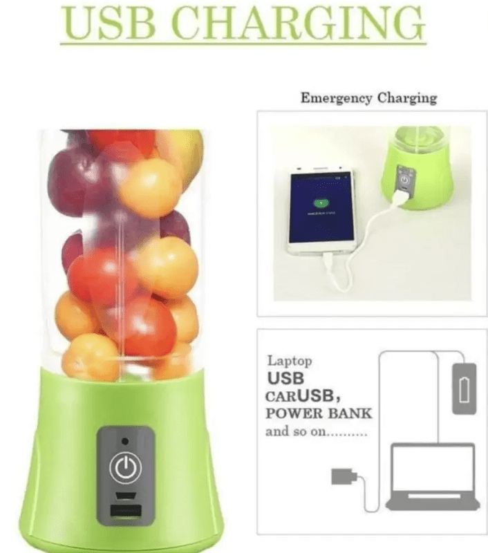 sumit&sonu USB Portable Blender USB Juicer Cup, Fruit Mixing Machine with USB Charger 6 blades 250 Juicer Mixer Grinder (1 Jar, Green)