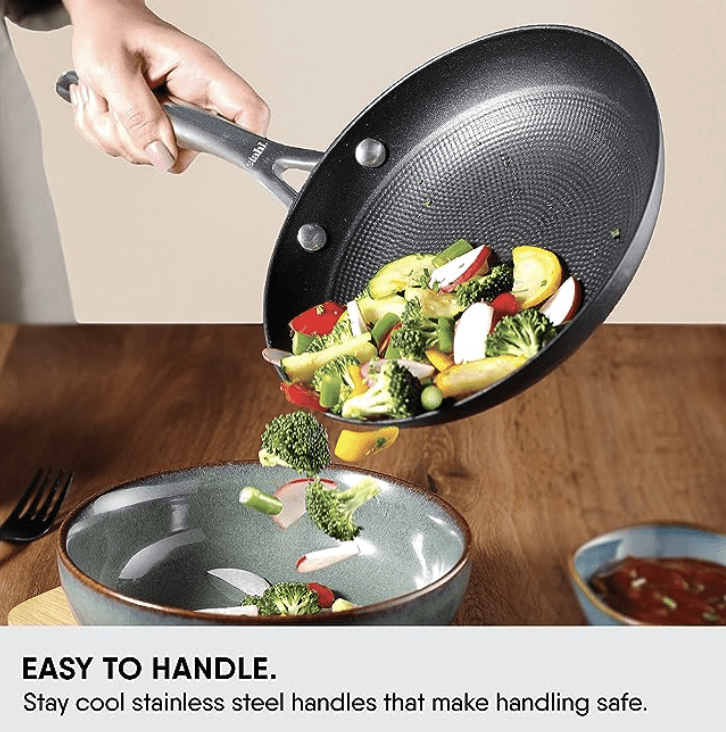 Stahl Cast Iron Pan / Skillet Without Lid I Enameled Cast Iron Frypan I Lightweight Rust Free Iron Frying Pan I Gas, Induction & Oven friendly I Stick Resistant Fry Pan I Iron Cookware Blacksmith Hybrid 8420, Dia 20cm, 0.8 Litres-2