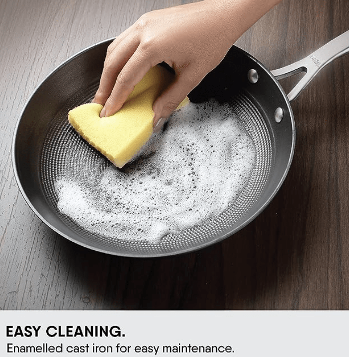 Stahl Cast Iron Pan / Skillet Without Lid I Enameled Cast Iron Frypan I Lightweight Rust Free Iron Frying Pan I Gas, Induction & Oven friendly I Stick Resistant Fry Pan I Iron Cookware Blacksmith Hybrid 8420, Dia 20cm, 0.8 Litres-3