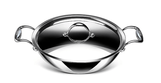 Stahl Triply Stainless Steel Kadai with Lid | Stainless Steel Cookware Tri Ply Kadhai | Gas & Induction Base | Artisan 4320, Dia 20 cm, 1.6 L (Serves 3-4 People)