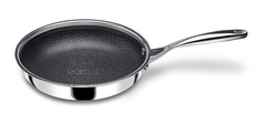 Stahl Triply Stainless Steel Non Stick Pan | Stainless Steel Frying Pan with Lid | Fry Pan with Induction Base|Scratch Resistant Non Stick Pan | Hybrid 6420, Dia 20 cm, 1.3L-3