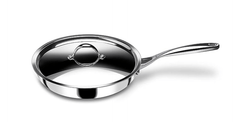 Stahl Triply Stainless Steel Non Stick Pan | Stainless Steel Frying Pan with Lid | Fry Pan with Induction Base|Scratch Resistant Non Stick Pan | Hybrid 6420, Dia 20 cm, 1.3L-1