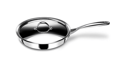 Stahl Triply Stainless Steel Non Stick Pan | Stainless Steel Frying Pan with Lid | Fry Pan with Induction Base|Scratch Resistant Non Stick Pan | Hybrid 6420, Dia 20 cm, 1.3L
