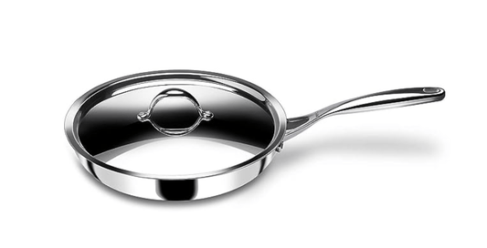 Stahl Triply Stainless Steel Non Stick Pan | Stainless Steel Frying Pan with Lid | Fry Pan with Induction Base|Scratch Resistant Non Stick Pan | Hybrid 6420, Dia 20 cm, 1.3L