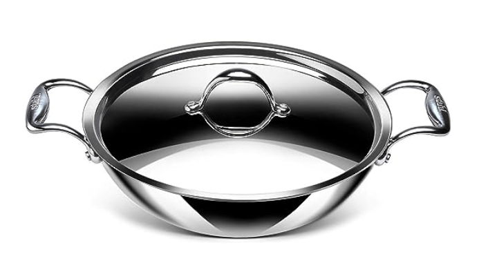 Stahl Triply Stainless Steel Kadai with Lid | Stainless Steel Cookware Tri Ply Kadhai | Gas & Induction Base | Artisan 4316, Dia 16 cm, 0.8 L (Serves 1-2 People)