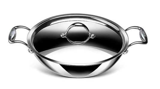 Stahl Triply Stainless Steel Kadai with Lid | Stainless Steel Cookware Tri Ply Kadhai | Gas & Induction Base | Artisan 4316, Dia 16 cm, 0.8 L (Serves 1-2 People)