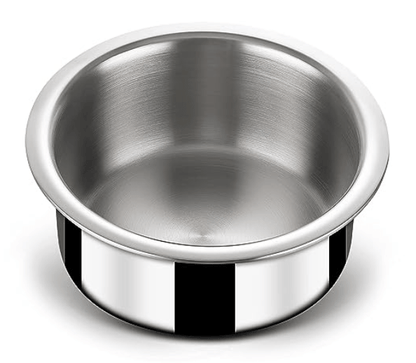 Stahl Triply Stainless Steel Tope with Lid I Stainless Steel Patila I Induction Base Tri Ply Tope 2.1 Litre I Artisan 4518, Dia 18 cm