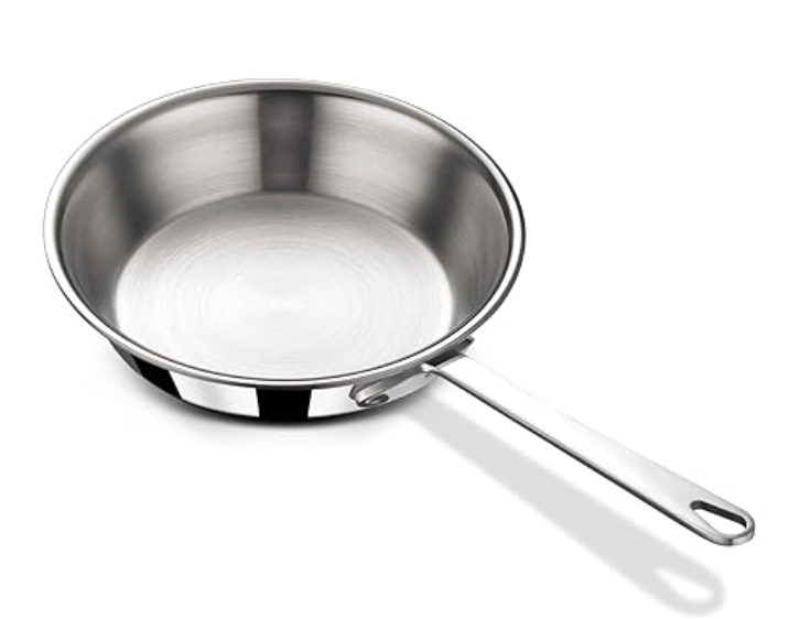 Stahl Triply Stainless Steel Mini Fry Pan Without Lid | Induction Base Stainless Steel Pan | Mikro 4410, Dia 12 cm, 240 ML-1