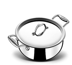 Stahl Triply Stainless Steel Sauce Pot with Lid | Stainless Steel Belly Casserole | Tri Ply Biryani Pot with Induction Base | Artisan 4182, Dia 22 cm, 4.3 L-1