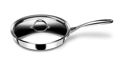 Stahl Triply Stainless Steel Pan | Stainless Steel Frying Pan with Lid | Fry Pan with Induction Base| Artisan 4424, Dia 24 cm, 1.8L-2