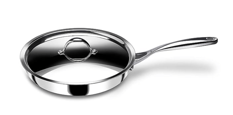 Stahl Triply Stainless Steel Pan | Stainless Steel Frying Pan with Lid | Fry Pan with Induction Base| Artisan 4424, Dia 24 cm, 1.8L-2