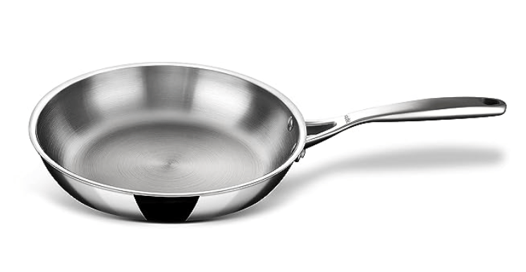Stahl Triply Stainless Steel Pan | Stainless Steel Frying Pan with Lid | Fry Pan with Induction Base| Artisan 4424, Dia 24 cm, 1.8L