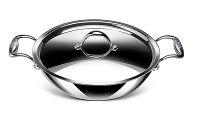 Stahl Triply Non Stick Kadai with Lid | Stainless Steel Kadai with Induction Base | Tri Ply Kadhai Scratch Resistant | Hybrid 6324, Dia 24cm, 2.4L (Serves 4-5 People)