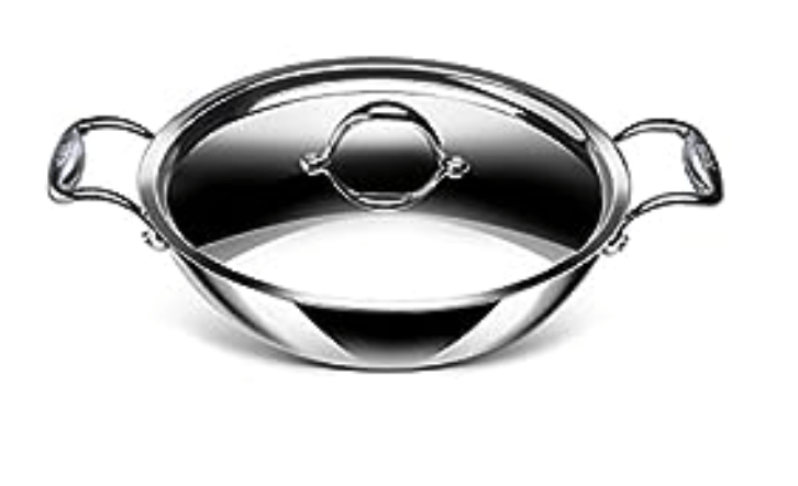 Stahl Triply Stainless Steel Kadai with Lid | Stainless Steel Cookware Tri Ply Kadhai | Gas & Induction Base | Artisan 4340, Dia 40 cm, 12.8 L (Serves 15-20 People)