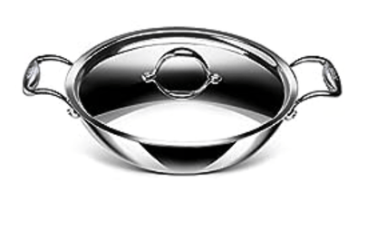 Stahl Triply Stainless Steel Kadai with Lid | Stainless Steel Cookware Tri Ply Kadhai | Gas & Induction Base | Artisan 4340, Dia 40 cm, 12.8 L (Serves 15-20 People)