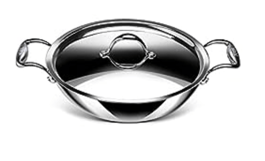 Stahl Triply Stainless Steel Kadai with Lid | Stainless Steel Cookware Tri Ply Kadhai | Gas & Induction Base | Artisan 4340, Dia 40 cm, 12.8 L (Serves 15-20 People)