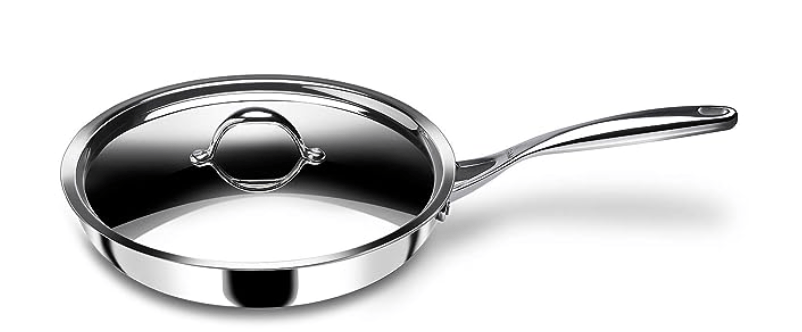 Stahl Triply Stainless Steel Pan | Stainless Steel Frying Pan with Lid | Fry Pan with Induction Base| Artisan 4422, Dia 22 cm, 1.7L