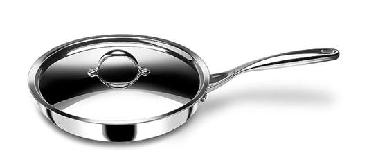 Stahl Triply Stainless Steel Pan | Stainless Steel Frying Pan with Lid | Fry Pan with Induction Base| Artisan 4422, Dia 22 cm, 1.7L