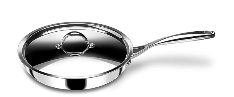 Stahl Triply Stainless Steel Pan | Stainless Steel Frying Pan with Lid | Fry Pan with Induction Base| Artisan 4422, Dia 22 cm, 1.7L-1