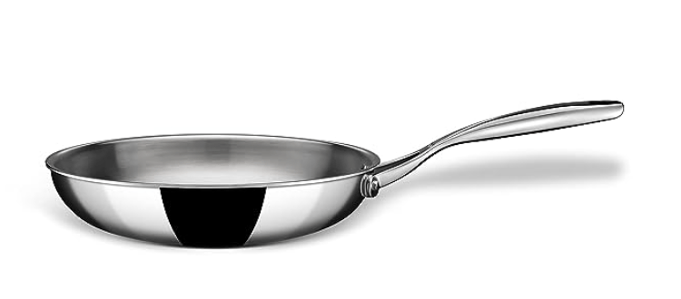 Stahl Triply Stainless Steel Pan | Stainless Steel Frying Pan with Lid | Fry Pan with Induction Base| Artisan 4422, Dia 22 cm, 1.7L-2