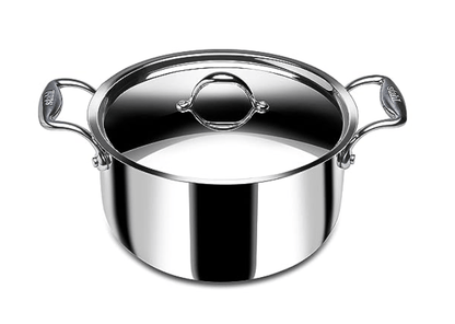 Stahl Triply Stainless Steel Sauce Pot with Lid | Stainless Steel Casserole | Tri Ply Biryani Pot with Induction Base | Artisan 4128, Dia 28 cm, 7.2 L