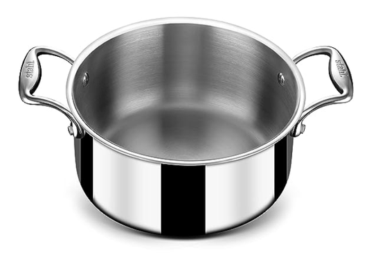 Stahl Triply Stainless Steel Sauce Pot with Lid | Stainless Steel Casserole | Tri Ply Biryani Pot with Induction Base | Artisan 4128, Dia 28 cm, 7.2 L