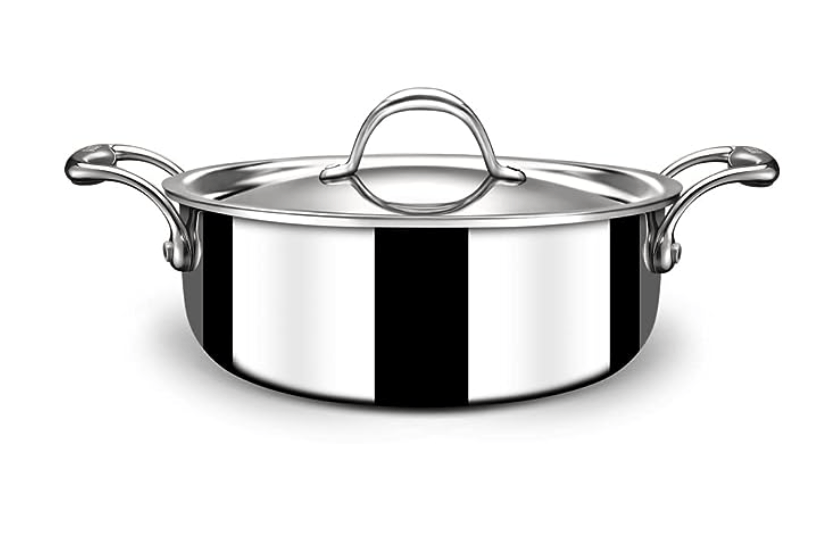 Stahl Triply Stainless Steel Casserole with Lid I Triply Stainless Steel Sauce Pot I Cook & Serve Induction Pan I Artisan 4820, Dia 20 cm, 2.2L