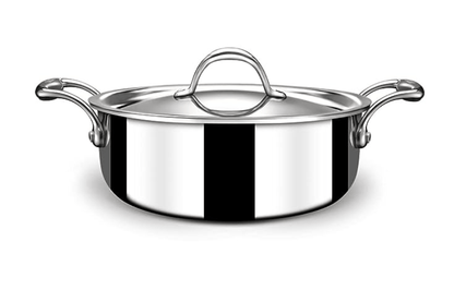 Stahl Triply Stainless Steel Casserole with Lid I Triply Stainless Steel Sauce Pot I Cook & Serve Induction Pan I Artisan 4820, Dia 20 cm, 2.2L
